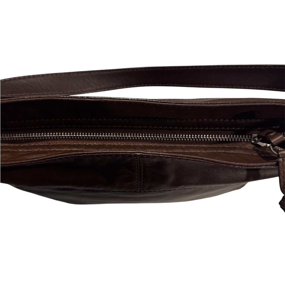 Coach Dark Brown Leather Shoulder Bag with Scarf Accent NWOT - Picture 12 of 13